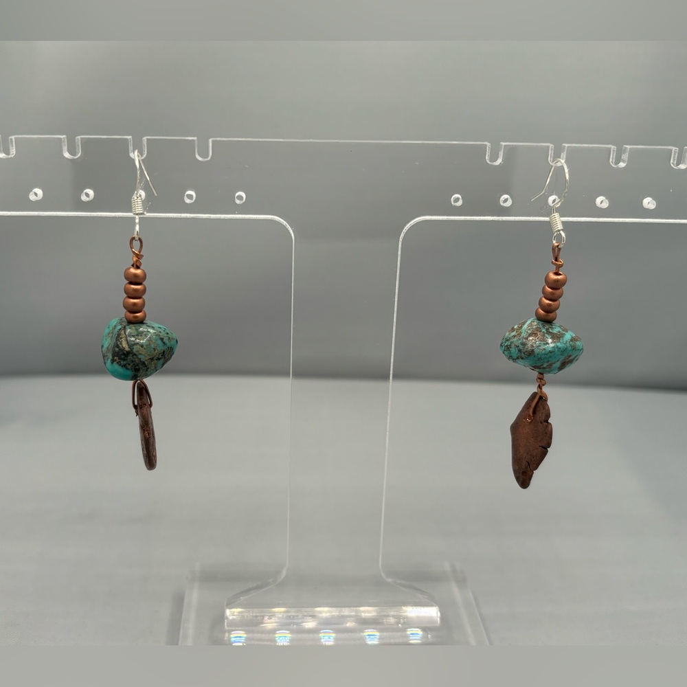 Turquoise Copper Nugget Earrings